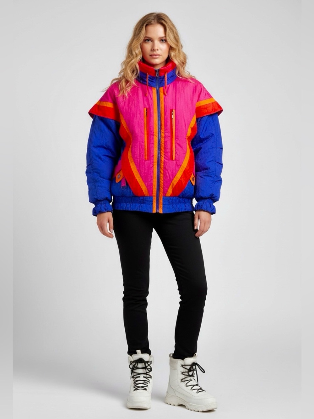 80s Vintage Vibrant Oversized Down Ski Jacket / XS S M